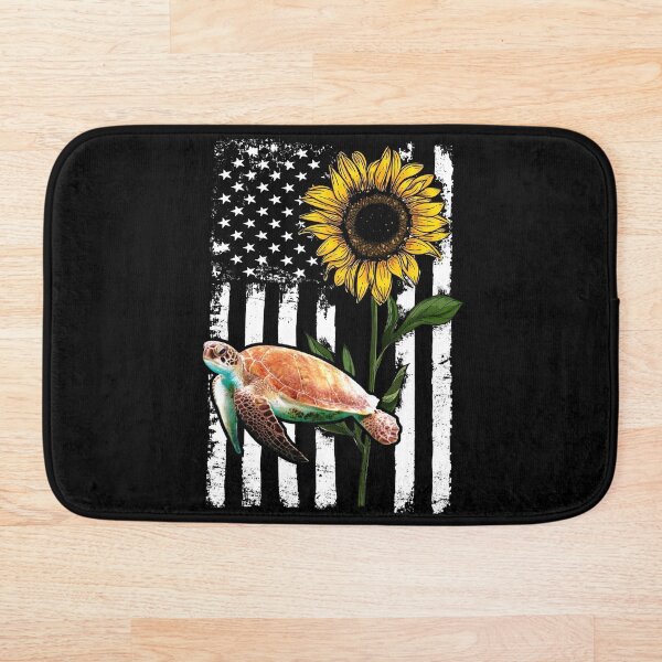 Artikelvorschau, Schildkröte Sonnenblume Schwarz Weiß Amerikanische Flagge entworfen und verkauft von WillaldShop.