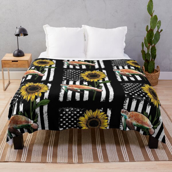 Item preview, Turtle Sunflower Black White American Flag  designed and sold by WillaldShop.