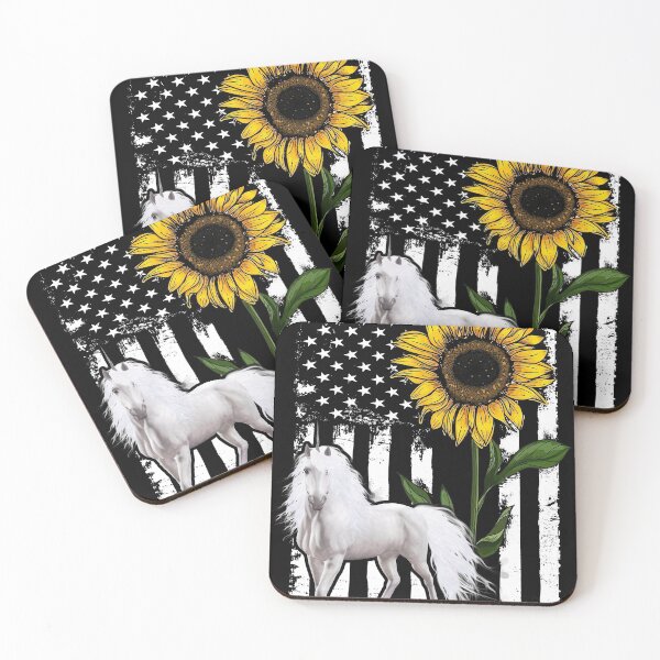 Item preview, Unicorn Sunflower Black White American Flag  designed and sold by WillaldShop.