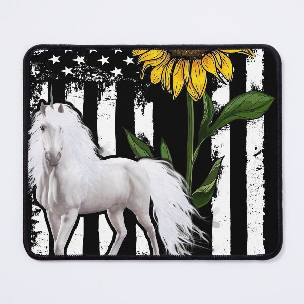 Item preview, Unicorn Sunflower Black White American Flag designed and sold by WillaldShop.