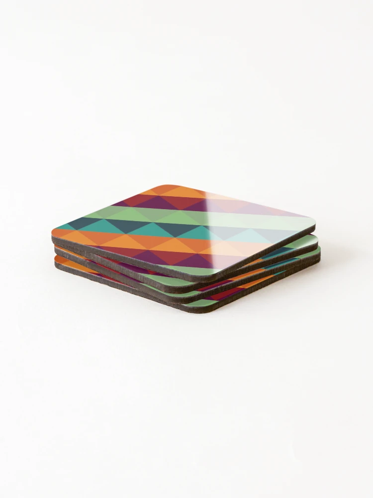 Thumbnail 4 of 5, Coasters (Set of 4), Colorful Triangle Pattern designed and sold by FridPix.