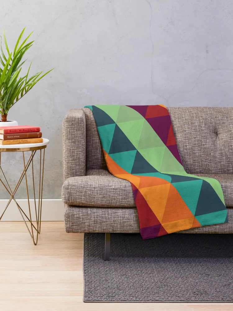 Thumbnail 2 of 6, Throw Blanket, Colorful Triangle Pattern designed and sold by FridPix.