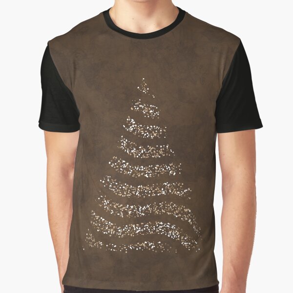 Earthy Brown Minimalist Christmas Tree Lights Graphic T-Shirt
