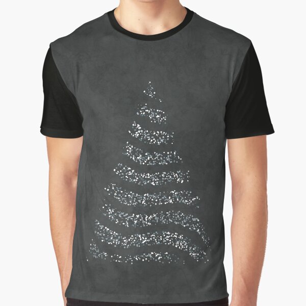 Grey Minimalist Christmas Tree Lights Graphic T-Shirt