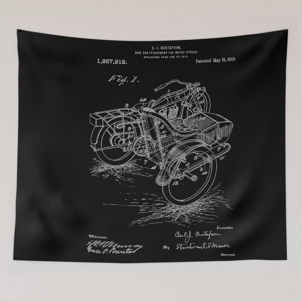 Item preview, Motorcycle Side Car Attachment Patent 1918 designed and sold by LadyMay Vintage.