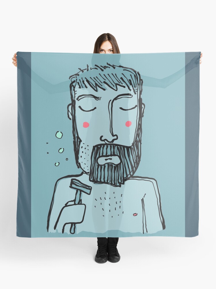 Homme Triste Dessin Animé Raser Sa Barbe Foulard