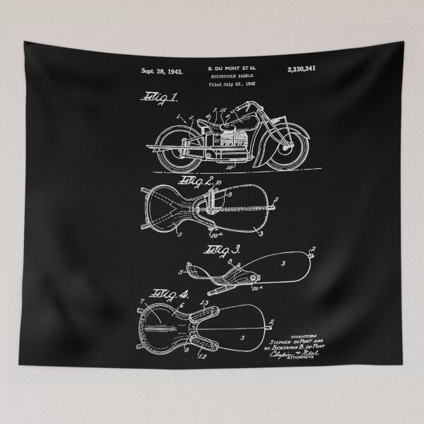 Item preview, Motorcycle Saddle patent 1943 designed and sold by LadyMay Vintage.