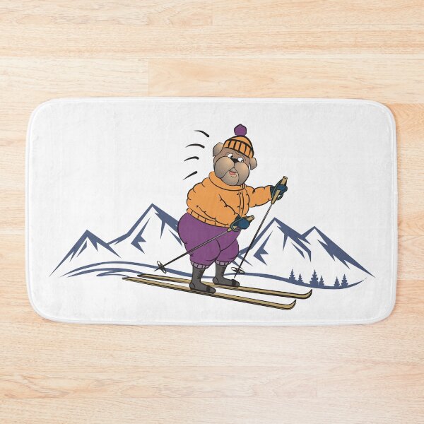 Item preview, Cute Cartoon Dog Skiing in the Winter Mountains designed and sold by pixelspantry.