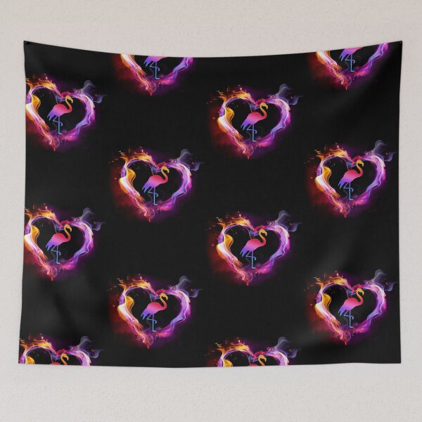 Item preview, Love heart wallpaper flamingo designed and sold by CatheriLove.