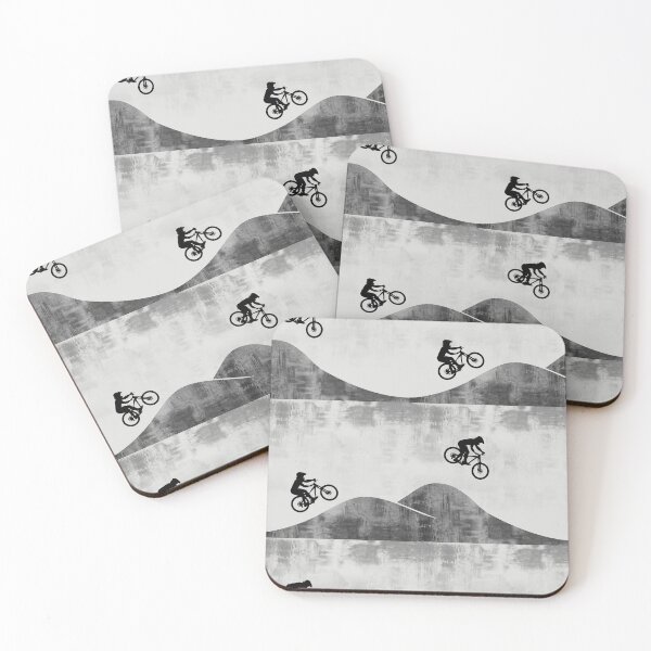 Item preview, Retro Mountain Bikers On Grey  designed and sold by CatheriLove.