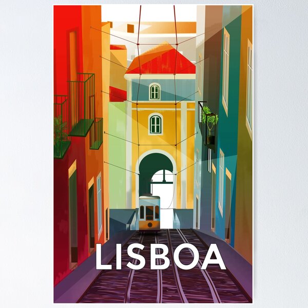 Aperçu de l'œuvre Lisbonne Lisbonne, affiche de voyage vintage, créée et vendue par Arctic frame studio.