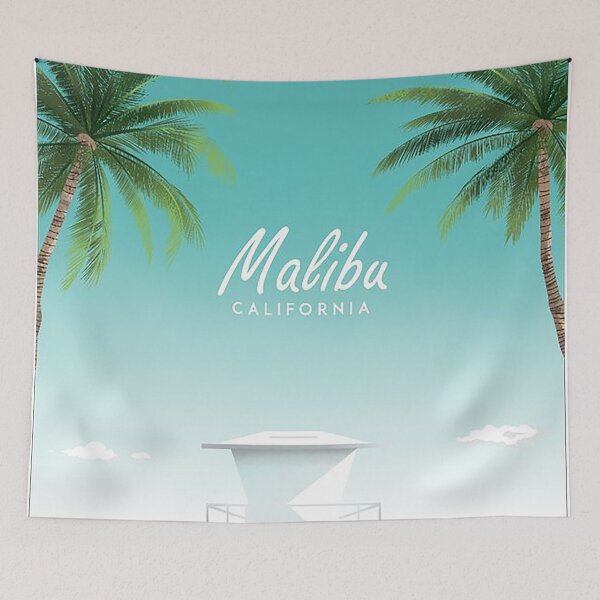 Item preview, Malibu California beach poster designed and sold by Arctic frame studio.