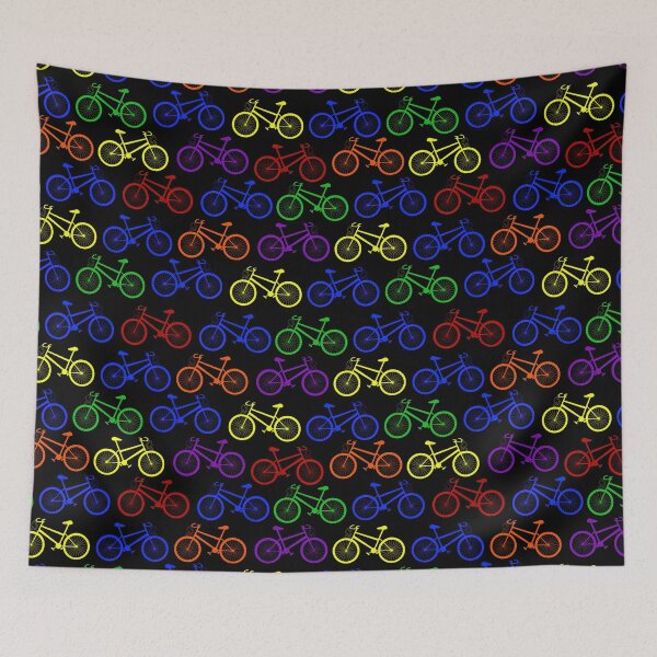 Aperçu de l'œuvre Vélos multicolores sur noir créée et vendue par SisileeGift.