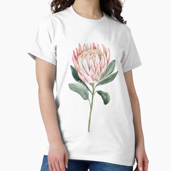 Aperçu de l'œuvre Fleur de Protea à l'aquarelle avec des pétales roses, motif de pétales de lotus botanique créée et vendue par Sohee Jin.
