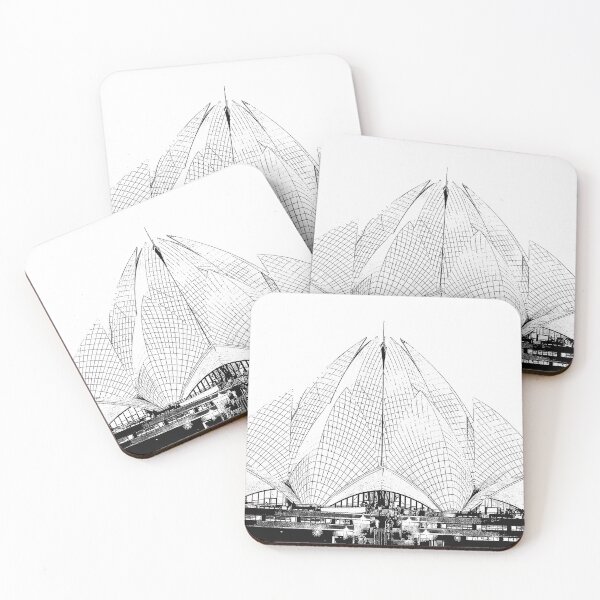Item preview, Lotus Temple, New Delhi, India, image converted to monochrome line drawing modern art, wall art, print, personalised gifts, custom printed gifts, designed and sold by CameraDesign.