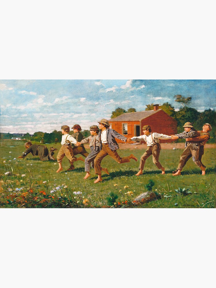 Oil Painting Snap The Whip 1872 By Winslow Homer Sticker By   Bg,f8f8f8 Flat,750x,075,f Pad,750x1000,f8f8f8 