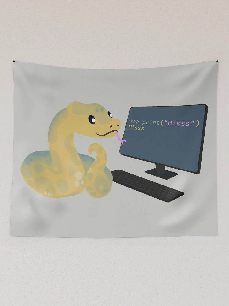 Aperçu 2 sur 3. Tentures avec l'œuvre Python apprend Python créée et vendue par visualizards.