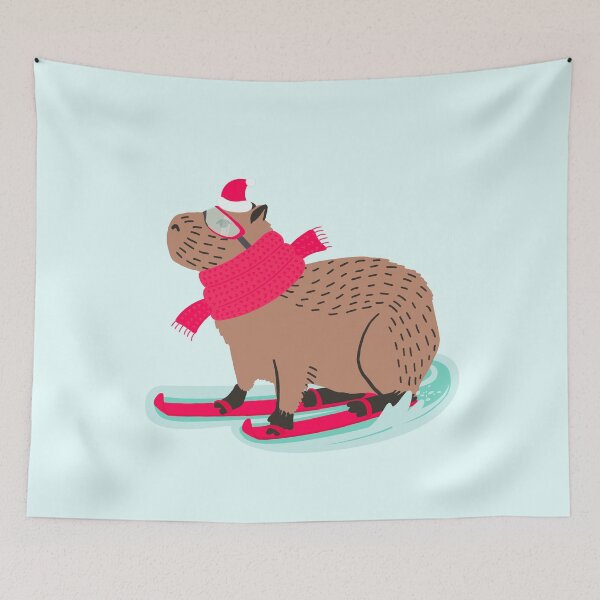 Item preview, Skiing Capybara, Cappy Christmas for Capybara lovers designed and sold by KlaraMacinka.