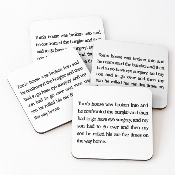 Item preview, Tom's house was broken into and he confronted the burglar designed and sold by Spiffle.