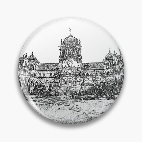 Item preview, Victoria Terminus, now CSMT (VT) station image converted to black and white line drawing on custom printed gifts. designed and sold by CameraDesign.