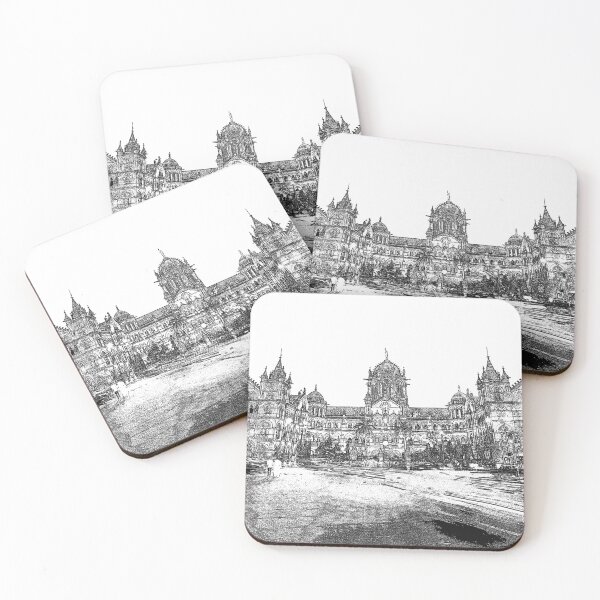 Item preview, Victoria Terminus, now CSMT (VT) station image converted to black and white line drawing on custom printed gifts. designed and sold by CameraDesign.