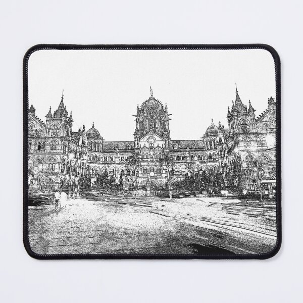 Item preview, Victoria Terminus, now CSMT (VT) station image converted to black and white line drawing on custom printed gifts. designed and sold by CameraDesign.