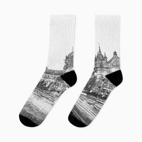 Item preview, Victoria Terminus, now CSMT (VT) station image converted to black and white line drawing on custom printed gifts. designed and sold by CameraDesign.
