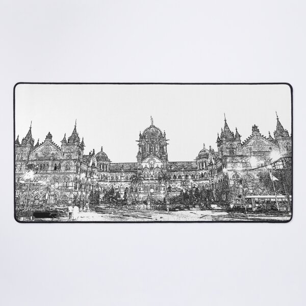Item preview, Victoria Terminus, now CSMT (VT) station image converted to black and white line drawing on custom printed gifts. designed and sold by CameraDesign.