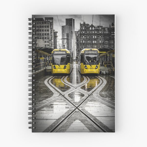 Item preview, Yellow Manchester Trams at Tram Stop in Rain designed and sold by Tony North.