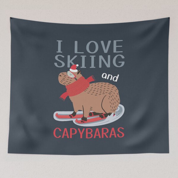 Item preview, Skiing Capybara funny quote, I love skiing and capybaras designed and sold by KlaraMacinka.