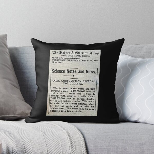 Climate Change Vintage 1912 Newspaper Global Warming Throw Pillow