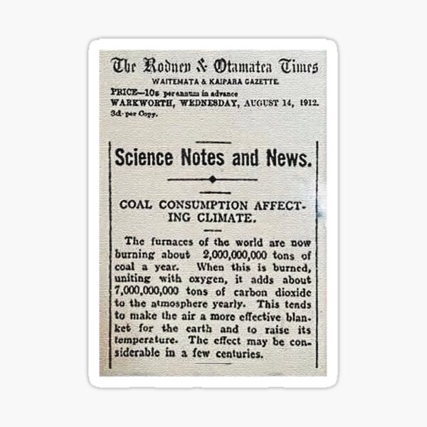 Climate Change Vintage 1912 Newspaper Global Warming Sticker