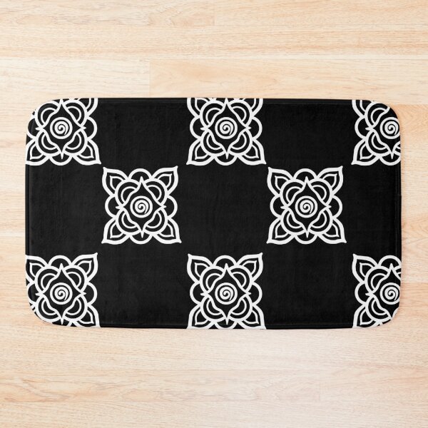 Item preview, Square stylised rose (white on black) designed and sold by Encie-Designs.