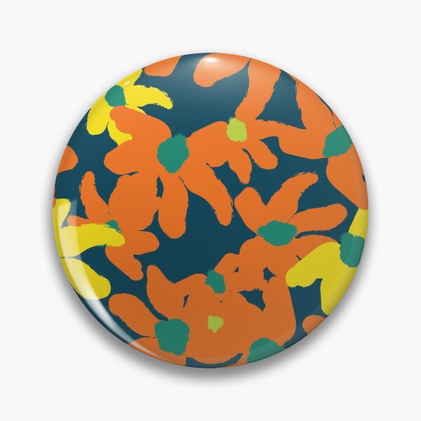Item preview, Orange flowers seamless pattern on blue background designed and sold by Maria ehwas.