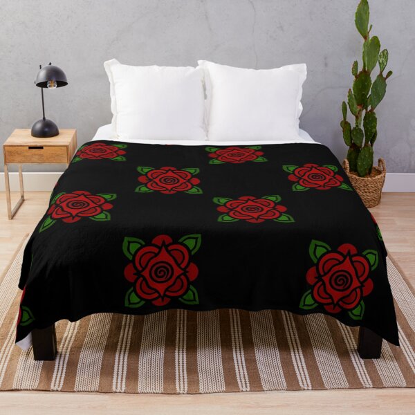 Item preview, Square stylised rose (red on black) designed and sold by Encie-Designs.
