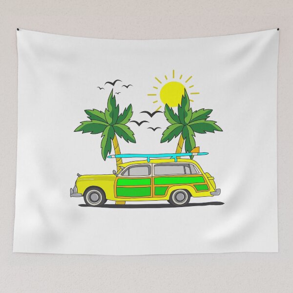 Item preview, Yellow Van With Surfboard sticker, retro surfer sticker designed and sold by ds-4.