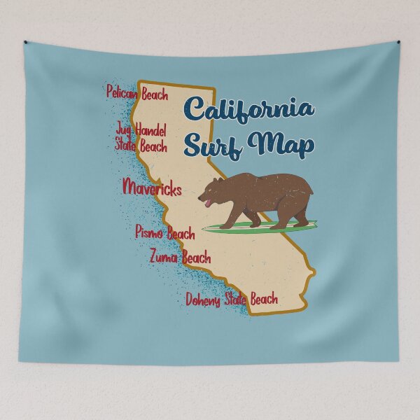 Item preview, Cool Surfer's California Surf Map designed and sold by OliviaGbyKyro.