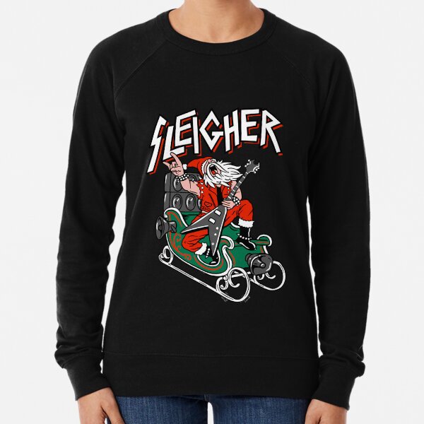 Artikel-Vorschau von Ugly Christmas Sweater Sleigher - Heavy Metal Santa, designt und verkauft von JeniHendrick.