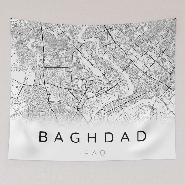 Item preview, Baghdad map minimalist in black and white designed and sold by DesireeVDA.