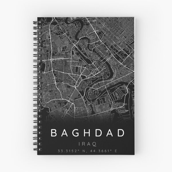 Item preview, Baghdad map minimalist on a black background designed and sold by DesireeVDA.