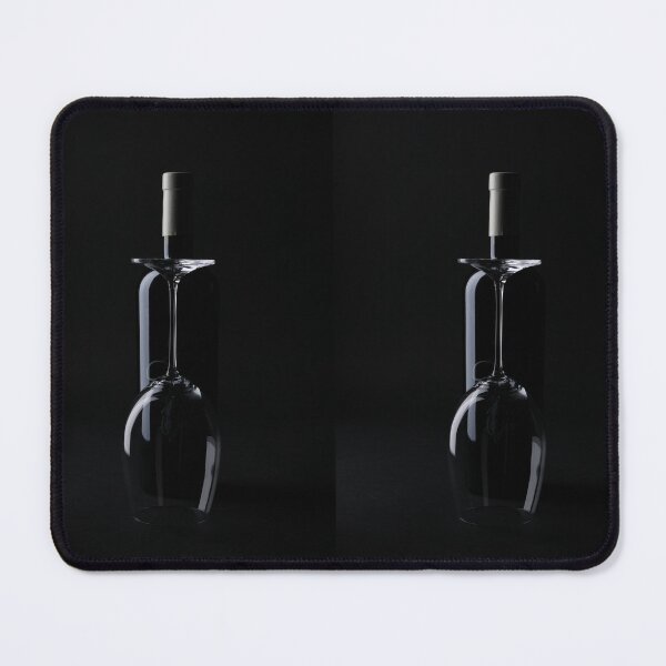 Item preview, Wine bottle and upside down glass on black background photography designed and sold by wineandwords.
