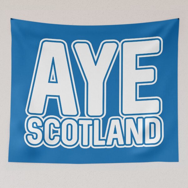 Item preview, AYE SCOTLAND, Scottish Independence White and Saltire Blue Layered Text Slogan designed and sold by MacPean.