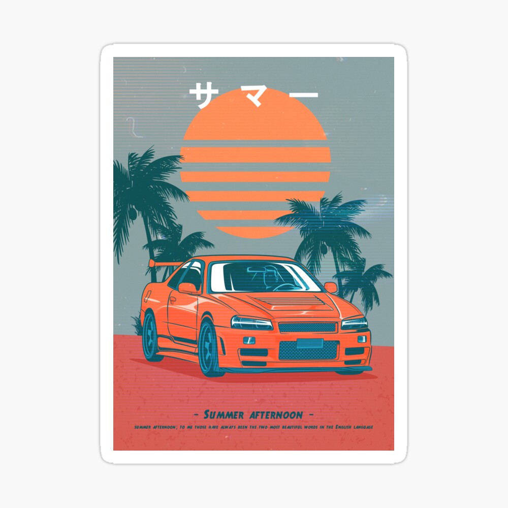 r34 jdm car summer aesthetic vibe