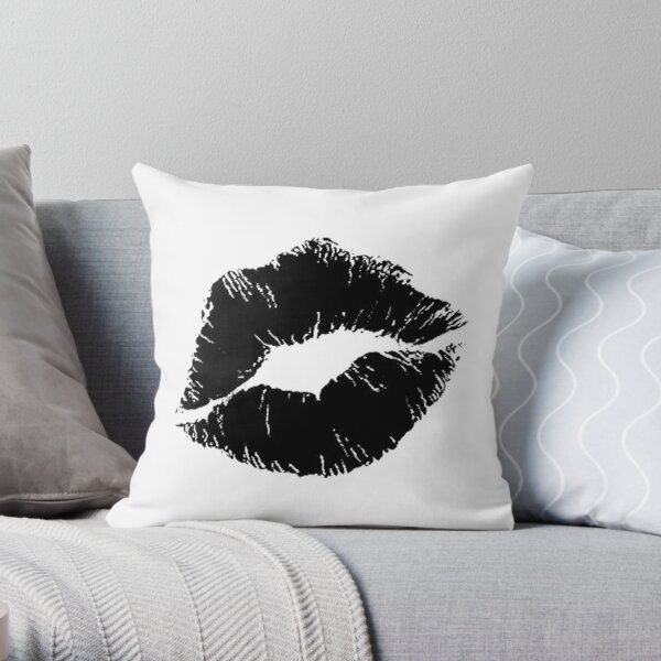 Black lips Throw Pillow