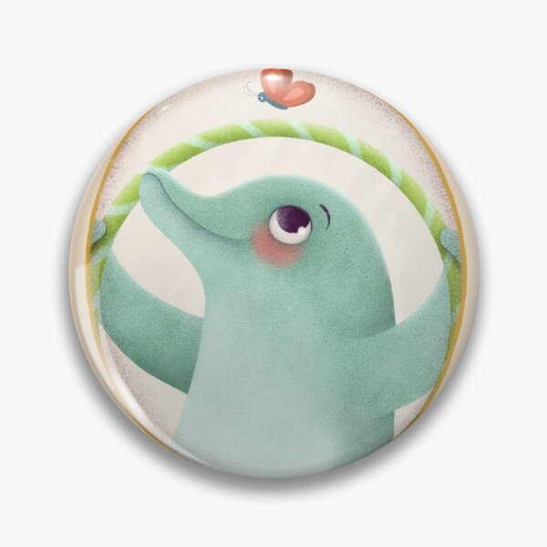 Funny framed Dolphin, whimsical and cute Pin