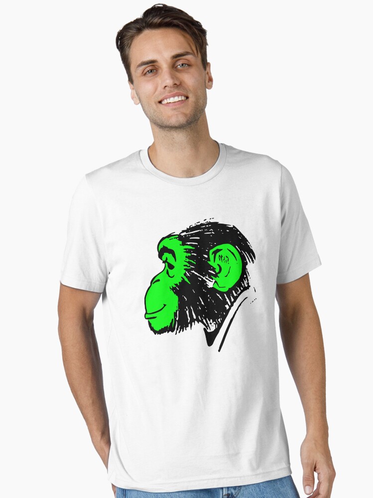 Thumbnail 1 of 7, Essential T-Shirt, Vintage Silhouette Cartoon Monkey with the Neon Face designed and sold by mike-gray.