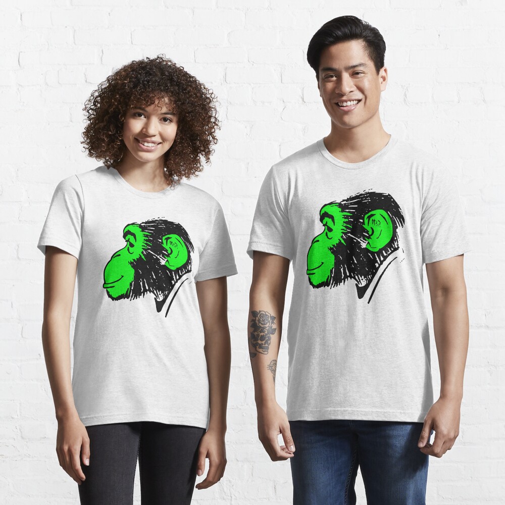 Vintage Silhouette Cartoon Monkey with the Neon Face Essential T-Shirt