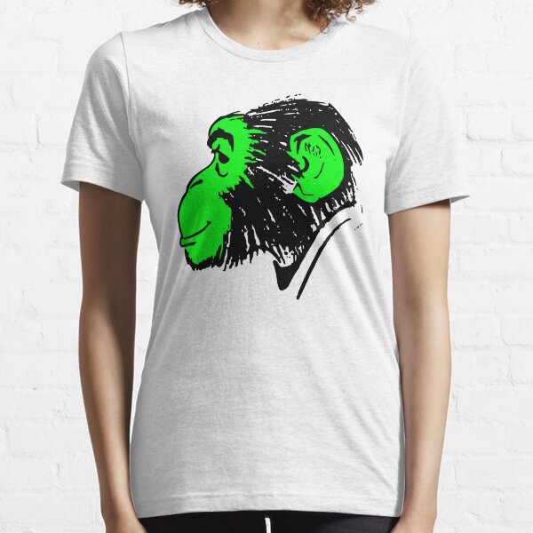 Vintage Silhouette Cartoon Monkey with the Neon Face Essential T-Shirt