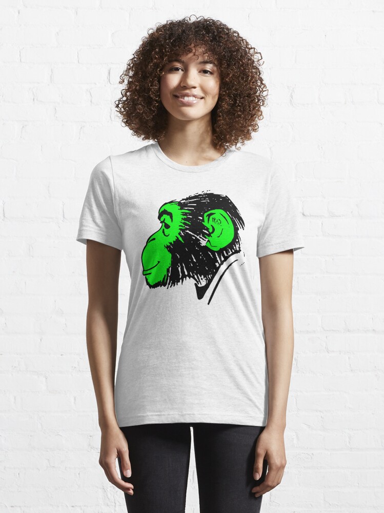 Alternate view of Vintage Silhouette Cartoon Monkey with the Neon Face Essential T-Shirt
