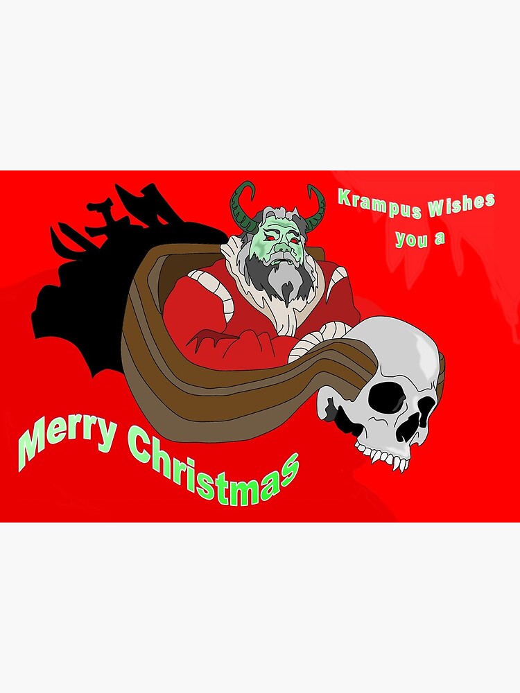 Thumbnail 2 of 2, Art Board Print, Krampus wishes you a Merry Christmas designed and sold by EzrasTrinkets.